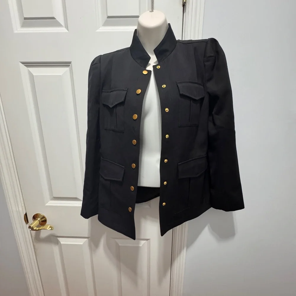 Tory Burch Sargent pepper Black and Gold Utility Jacket size 8